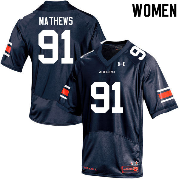 Women's Auburn Tigers #91 Ian Mathews Navy 2021 College Stitched Football Jersey